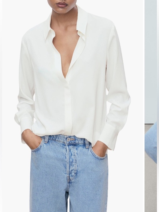 Mango Tops - Mango Button-Down Long-Sleeve Blouse